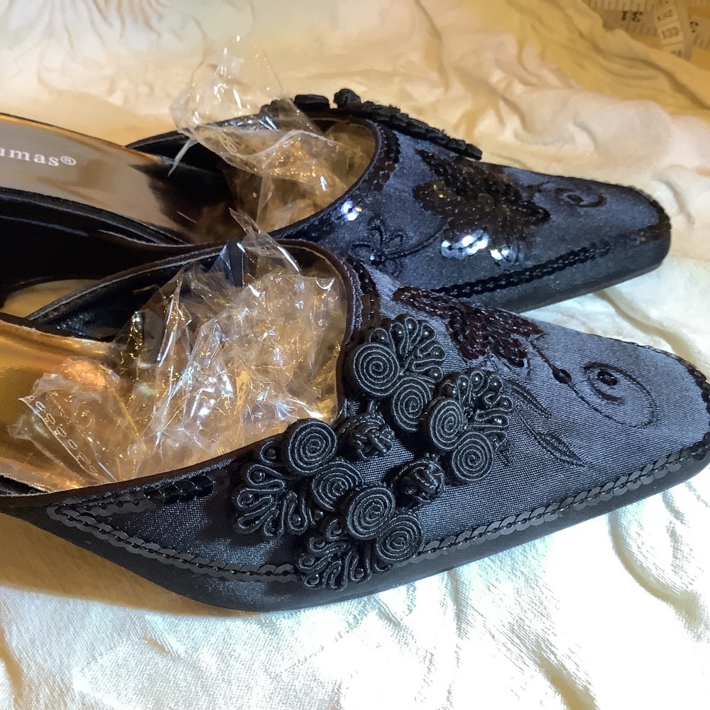 Pierre‎ Dumas black wedge sequin EUC - Picture 6 of 13